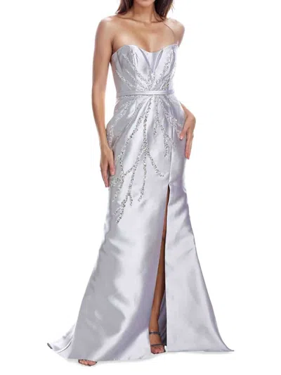 Rene Ruiz Collection Women's Embellished Strapless Gown In Silver