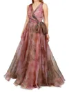 RENE RUIZ COLLECTION WOMEN'S FLORAL ORGANZA A LINE GOWN