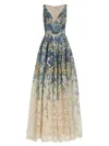 RENE RUIZ COLLECTION WOMEN'S FLORAL PRINTED LACE A-LINE GOWN