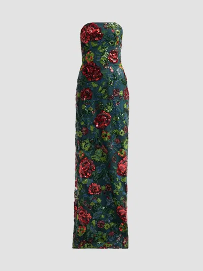 Rene Ruiz Collection Women's Floral-sequined Strapless Column Gown In Multi