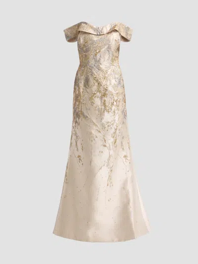 Rene Ruiz Collection Women's Jacqaurd Off-the-shoulder Mermaid Gown In Neutral