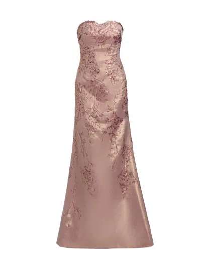 Rene Ruiz Collection Women's Metallic Jacquard Trumpet Gown In Brown