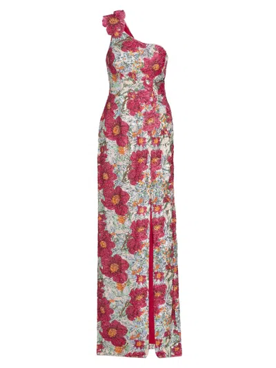 Rene Ruiz Collection Women's One-shoulder Sequin-embellished Column Gown In Multi