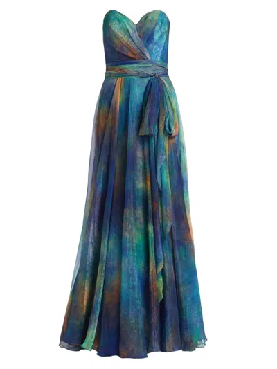 Rene Ruiz Collection Women's Organza Strapless A-line Gown In Multi