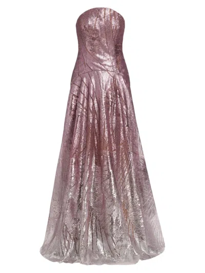Rene Ruiz Collection Women's Sequined Strapless A-line Gown In Neutral