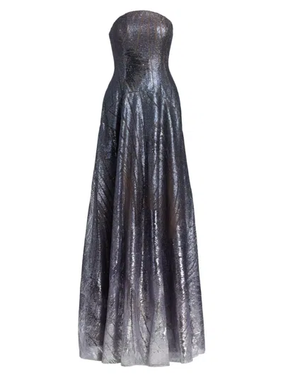 Rene Ruiz Collection Women's Sequin-embroidered A-line Strapless Gown