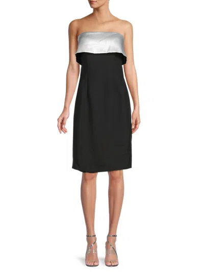 Rene Ruiz Collection Women's Strapless Back Bow Dress In Black Silver