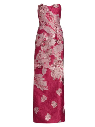 Rene Ruiz Collection Women's Strapless Floral Jacquard Mermaid Gown In Pink