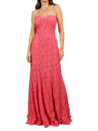 Rene Ruiz Collection Women's Strapless Sweetheart Lace Gown In Pink