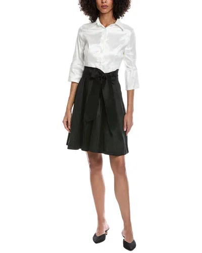 Rene Ruiz Color Block Shirtdress In Black