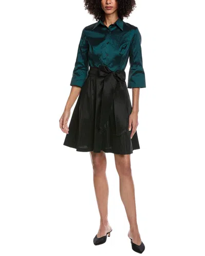 Rene Ruiz Color Block Shirtdress In Green