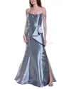 Rene Ruiz Column Gown In Gray