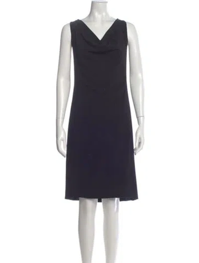 Pre-owned Rene Ruiz Cowl Neck Knee-length Dress In Blue
