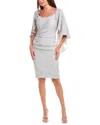 Rene Ruiz Crepe Cocktail Dress In Silver