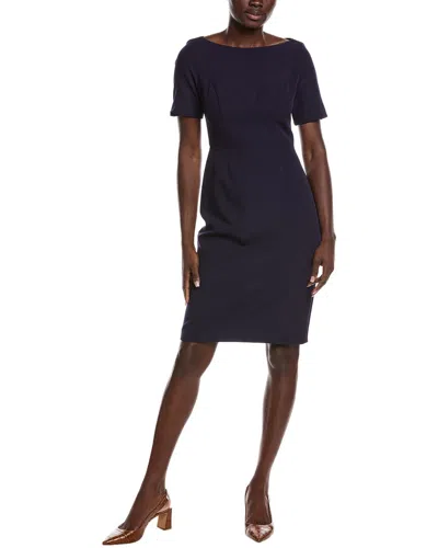 Rene Ruiz Crepe Sheath Dress In Blue