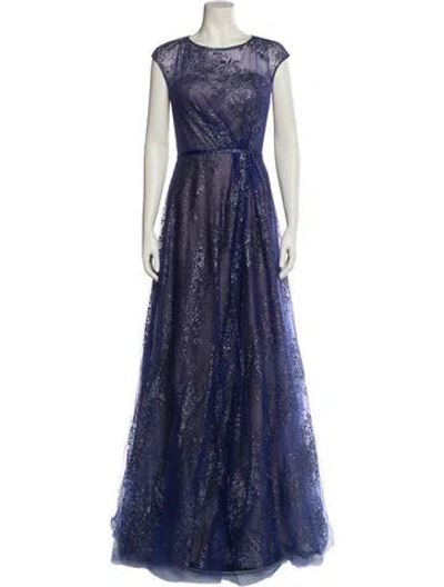 Pre-owned Rene Ruiz Crew Neck Long Dress W/ Tags In Blue