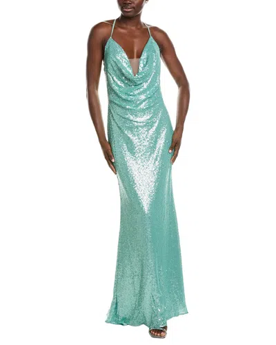 Rene Ruiz Draped Cowl Neckline Gown In Black