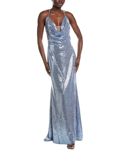 Rene Ruiz Draped Cowl Neckline Gown In Black
