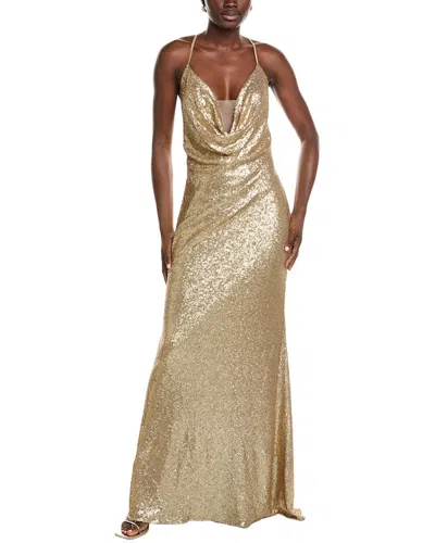 Rene Ruiz Draped Cowl Neckline Gown In Black