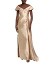 Rene Ruiz Draped Mikado Gown In Neutral