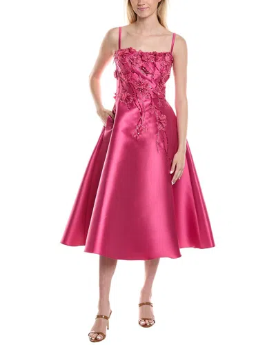 Rene Ruiz Embellished Applique Mikado Cocktail Dress In Pink