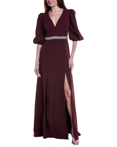 Rene Ruiz Embellished Gown In Burgundy
