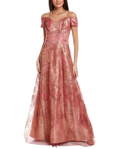 Rene Ruiz Embroidered A-line Gown In Pink