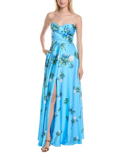 Rene Ruiz Faille Gown In Blue