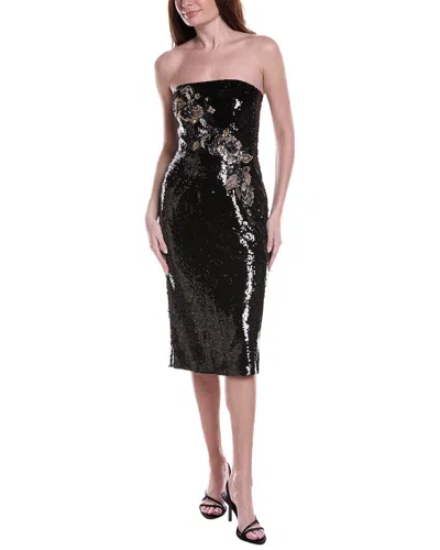 Rene Ruiz Floral Column Dress In Black