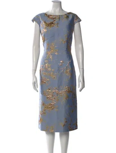 Pre-owned Rene Ruiz Floral Print Knee-length Dress In Blue