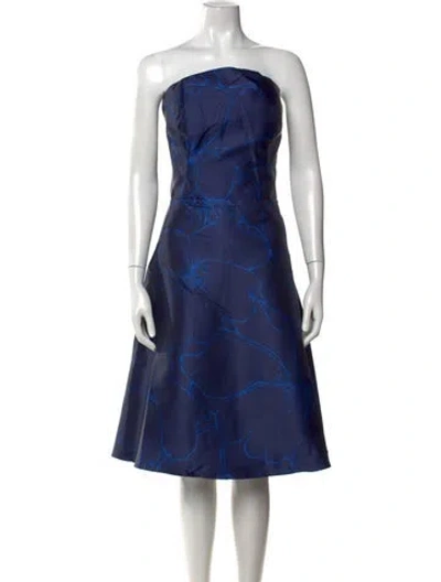 Pre-owned Rene Ruiz Floral Print Knee-length Dress W/ Tags In Blue