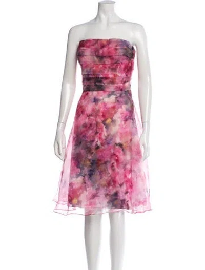 Pre-owned Rene Ruiz Floral Print Knee-length Dress W/ Tags In Pink