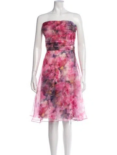 Pre-owned Rene Ruiz Floral Print Knee-length Dress W/ Tags In Pink