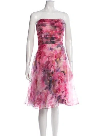 Pre-owned Rene Ruiz Floral Print Knee-length Dress W/ Tags In Pink