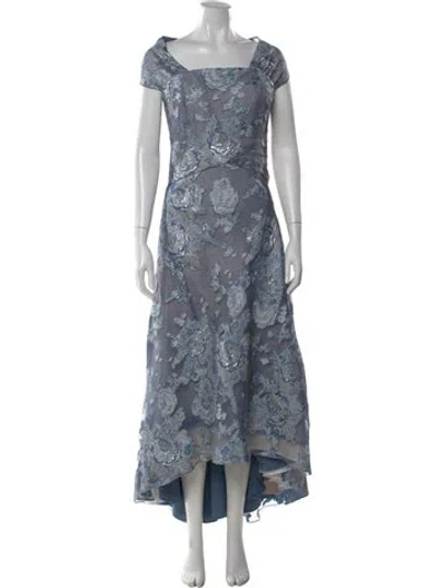 Pre-owned Rene Ruiz Floral Print Long Dress In Blue