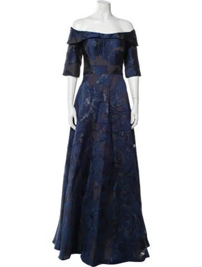 Pre-owned Rene Ruiz Floral Print Long Dress In Blue