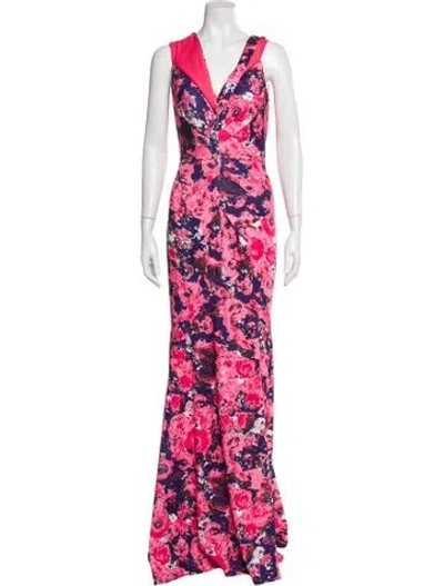 Pre-owned Rene Ruiz Floral Print Long Dress In Pink