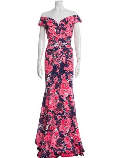 Pre-owned Rene Ruiz Floral Print Long Dress In Pink