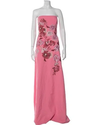 Pre-owned Rene Ruiz Floral Print Long Dress In Pink