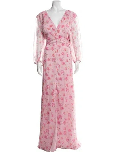 Pre-owned Rene Ruiz Floral Print Long Dress In Pink