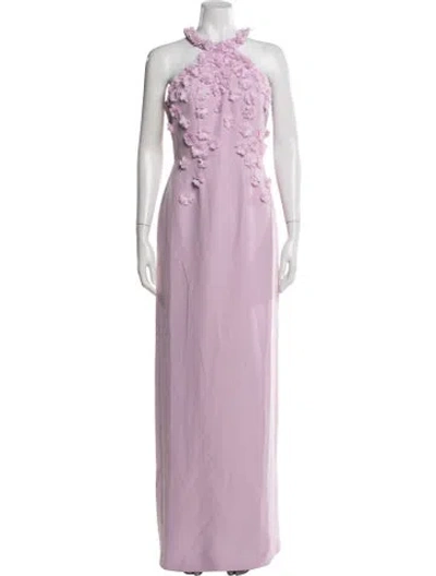 Pre-owned Rene Ruiz Floral Print Long Dress In Purple