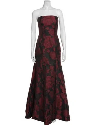 Pre-owned Rene Ruiz Floral Print Long Dress In Red