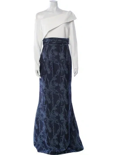 Pre-owned Rene Ruiz Floral Print Long Dress W/ Tags In Blue