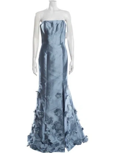 Pre-owned Rene Ruiz Floral Print Long Dress W/ Tags In Blue