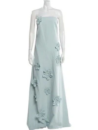 Pre-owned Rene Ruiz Floral Print Long Dress W/ Tags In Blue