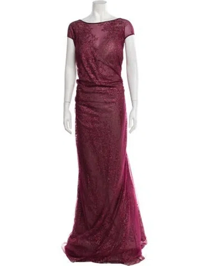 Pre-owned Rene Ruiz Floral Print Long Dress W/ Tags In Burgundy