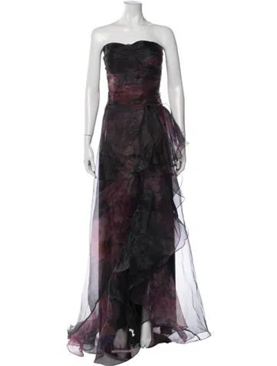 Pre-owned Rene Ruiz Floral Print Long Dress W/ Tags In Multicolor
