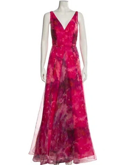 Pre-owned Rene Ruiz Floral Print Long Dress W/ Tags In Pink