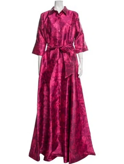 Pre-owned Rene Ruiz Floral Print Long Dress W/ Tags In Pink