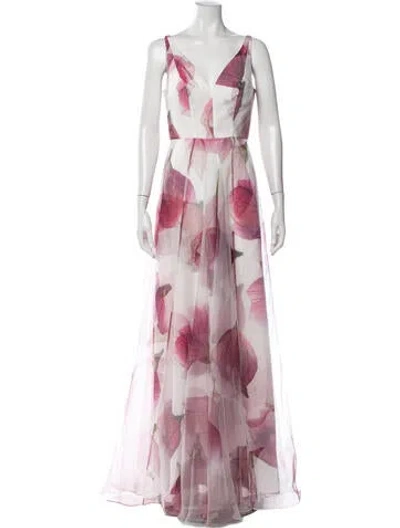 Pre-owned Rene Ruiz Floral Print Long Dress W/ Tags In Pink